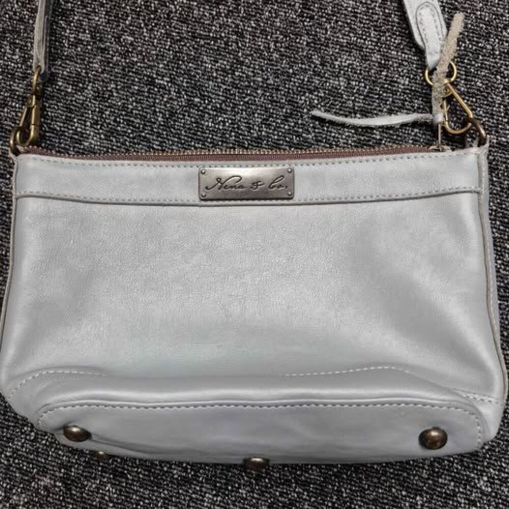 Nena & Co. Leather Crossbody Bag Slate Blue Grey